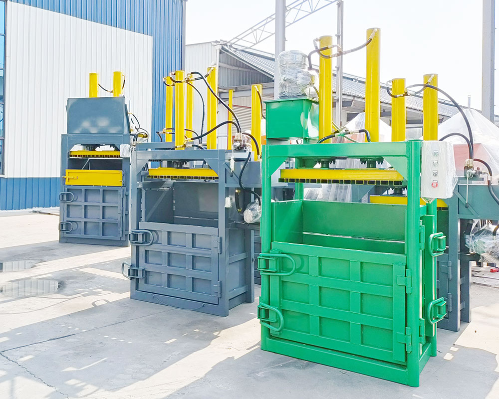 Vertical baler with user-friendly operation for seamless waste management.  