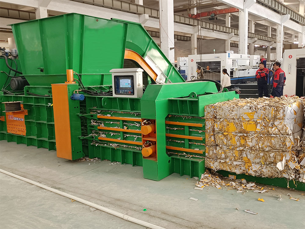 first-time operator using semi-auto horizontal paper baler